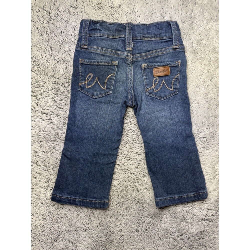 Wrangler Baby Girls Size 6-9 Months Dark Blue Jeans Western Denim Embroidered‎ W